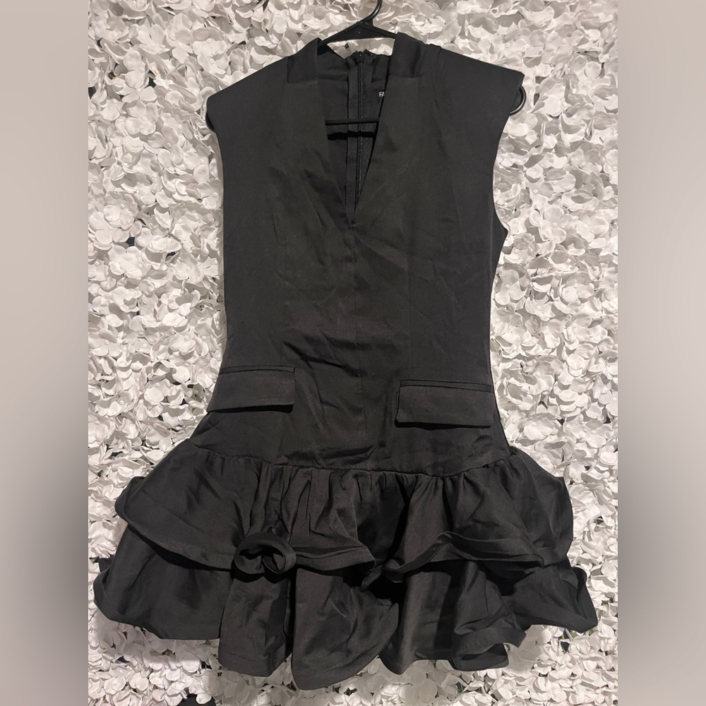 Fashion Nova Black Ruffled Mini Dress